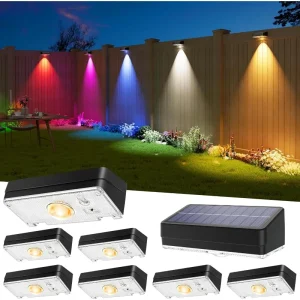 Solar Fence Lights Outdoor Set of 8 Super-bright