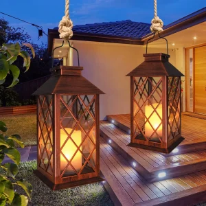2pcs Solar  Hanging Lantern  Candle Lights