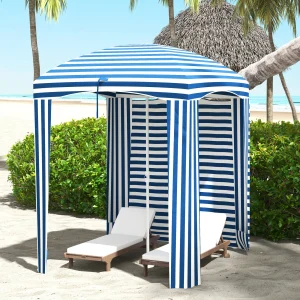 Beach Cabana Umbrella, Blue White