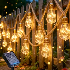 1pack solar retro hemp rope string light