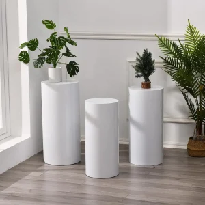 Set Of 3 Metal Cylinder Pedestal Stands