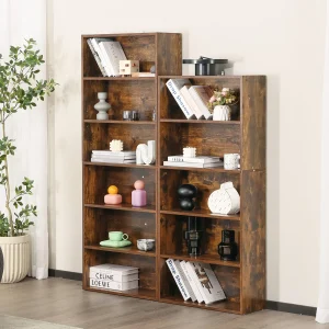 JHK 6 Tier Wooden Bookcase 63 Inch Tall